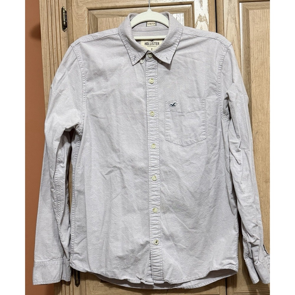 Hollister Men's Medium Pale Purple Long Sleeve Button Down Shirt Stretch Oxford